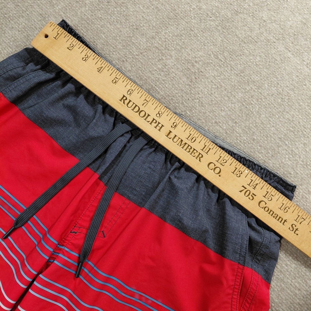 Hurley Men Swimwear L Red Blue Lined Swim Trunk Striped Board Shorts 7.5" Inseam - Picture 5 of 10